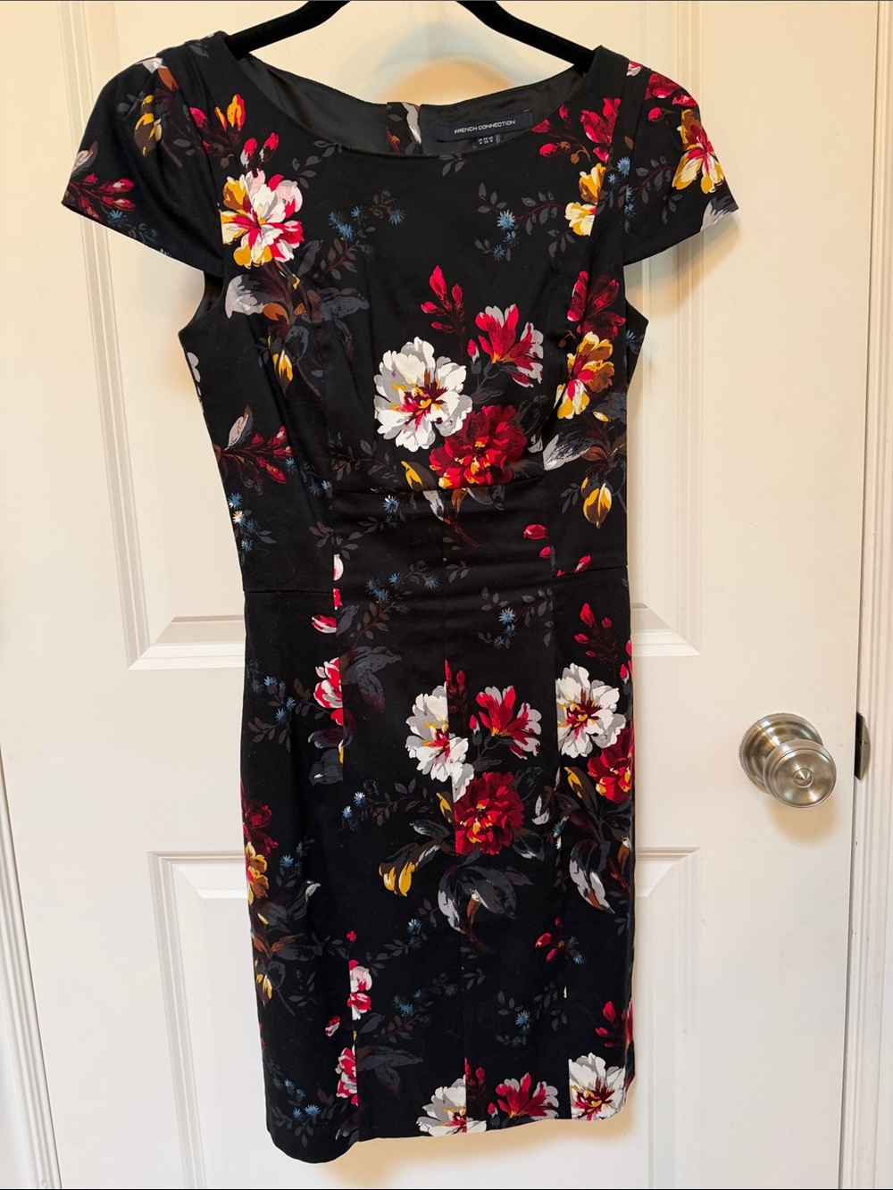French Connection Floral Sheath Dress with Cap Sleeves